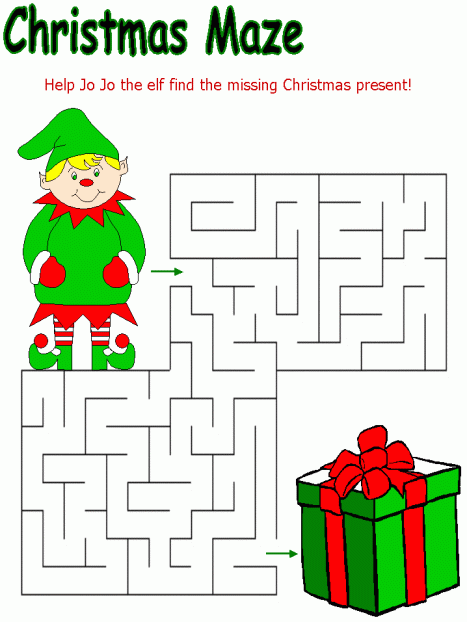 Christmas Themed Mazes, Coloring Pages amp; Word Search Fun 